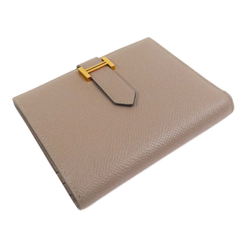 HERMES Epsom皮革Bearn Compact Wallet金扣短錢包Gris Tourterelle-4