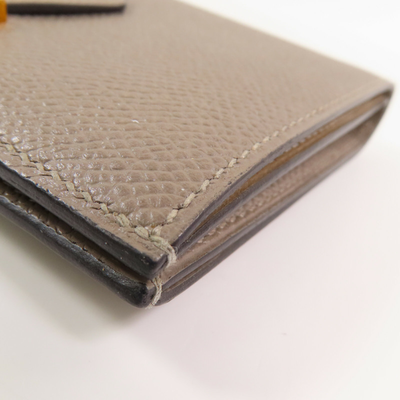 HERMES Epsom皮革Bearn Compact Wallet金扣短錢包Gris Tourterelle-6