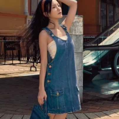 ❤️CELINE 牛仔吊帶裙 肩帶可調節-3