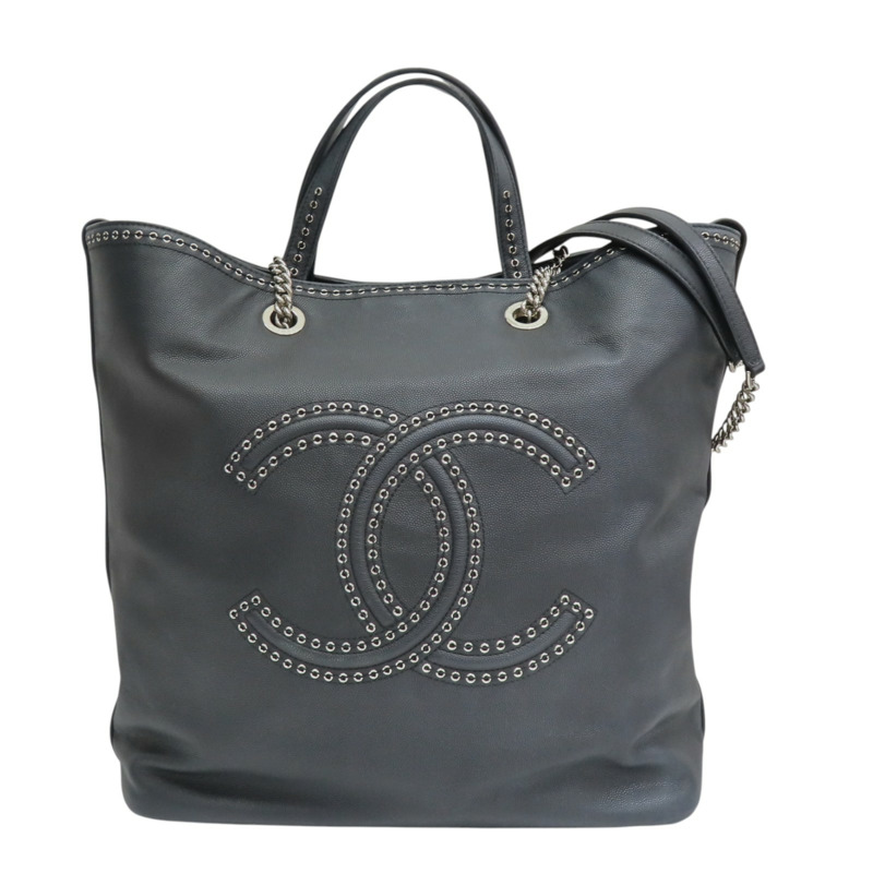 黑色牛皮 Coco Eyelets 托特包 兩用包【CHANEL 香奈兒】 AS0448-0