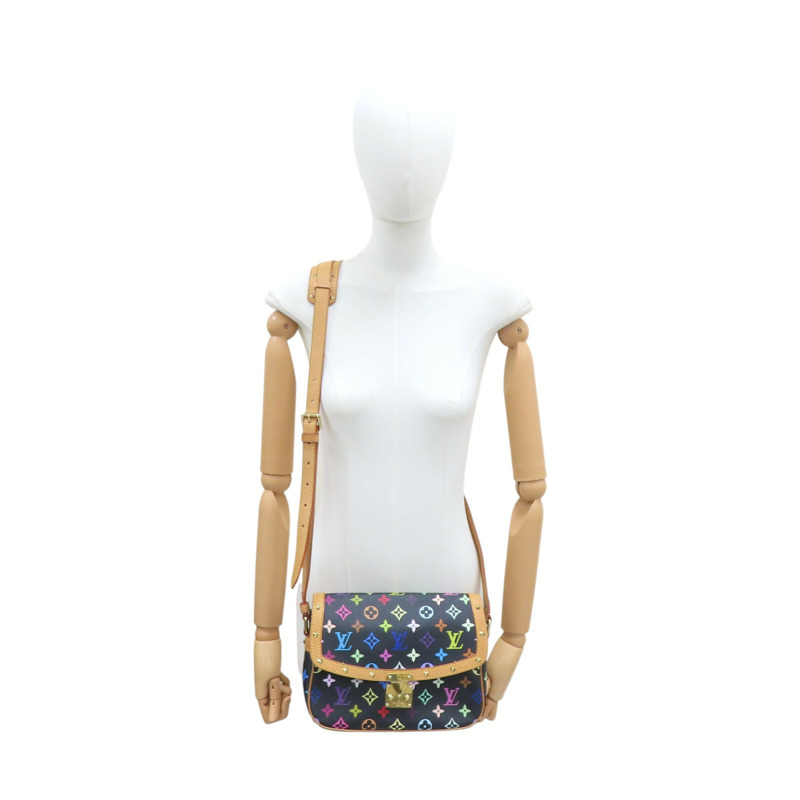 黑彩色 原花帆布 村上隆 Sologne 肩背包 M92639【LOUIS VUITTON LV 路易威登】 M92639-13