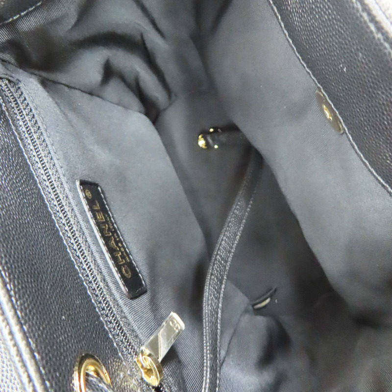 黑色 菱格紋 紋荔紋 牛皮 後背包 金釦【CHANEL 香奈兒】-4