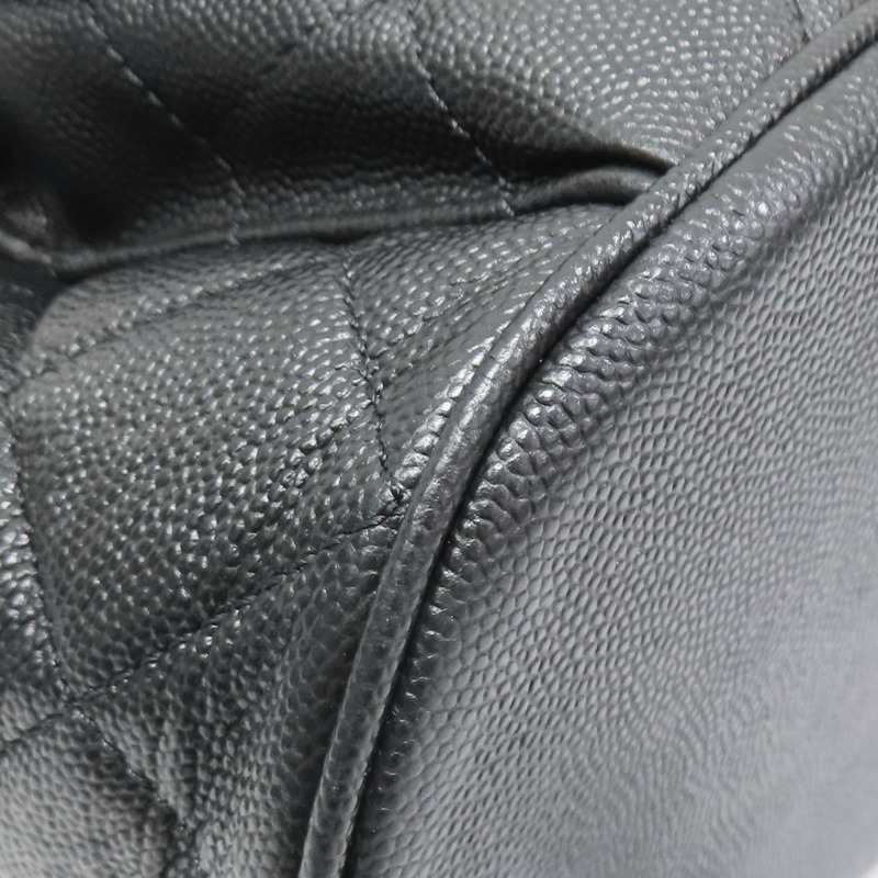 黑色 菱格紋 紋荔紋 牛皮 後背包 金釦【CHANEL 香奈兒】-9