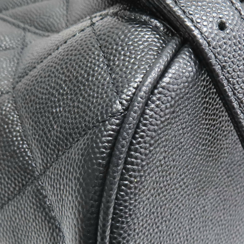 黑色 菱格紋 紋荔紋 牛皮 後背包 金釦【CHANEL 香奈兒】-11