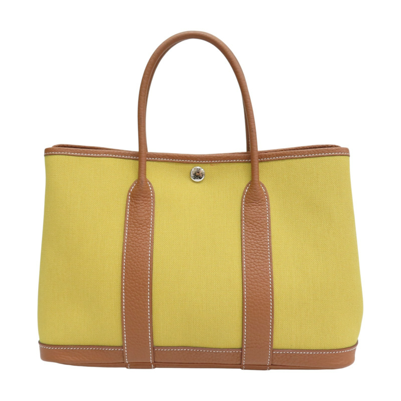 青檸色 TC牛皮 帆布 Garden Party 30 肩背包 Z刻【HERMES 愛馬仕】 H069573CK-1