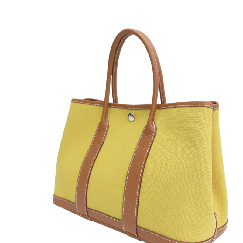 青檸色 TC牛皮 帆布 Garden Party 30 肩背包 Z刻【HERMES 愛馬仕】 H069573CK-2