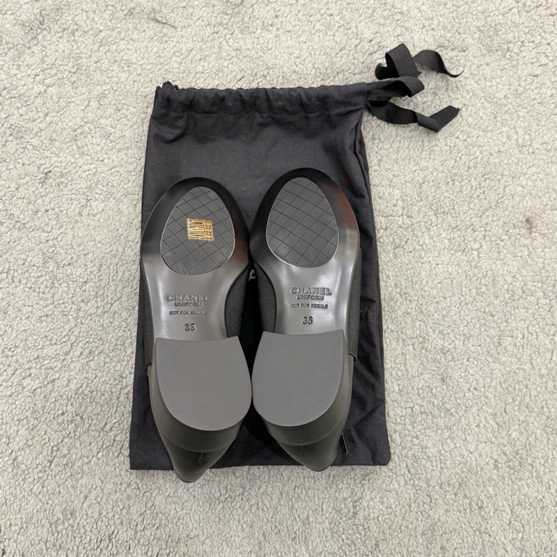 全新未使用 chanel香奈兒 黑色系帶德比鞋 35碼-9