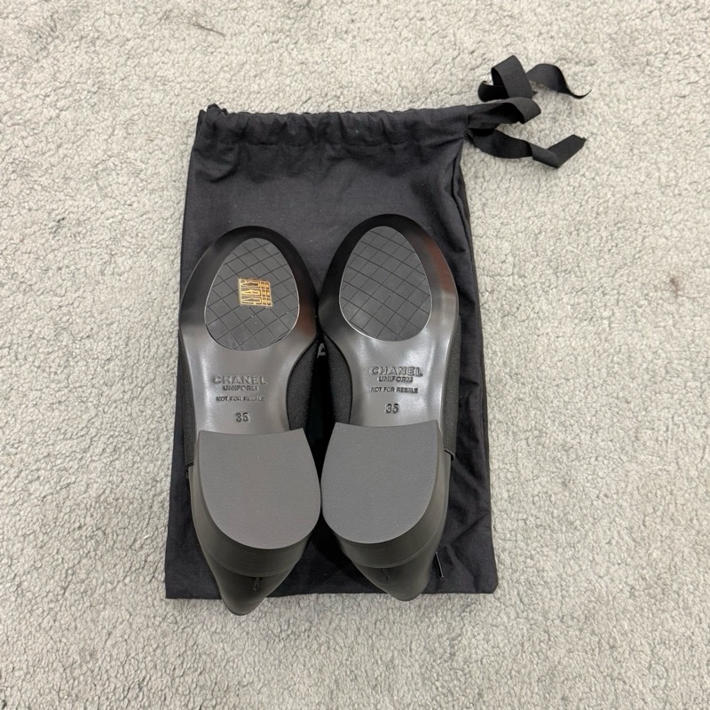 全新未使用 chanel香奈兒 黑色系帶德比鞋 35碼-10
