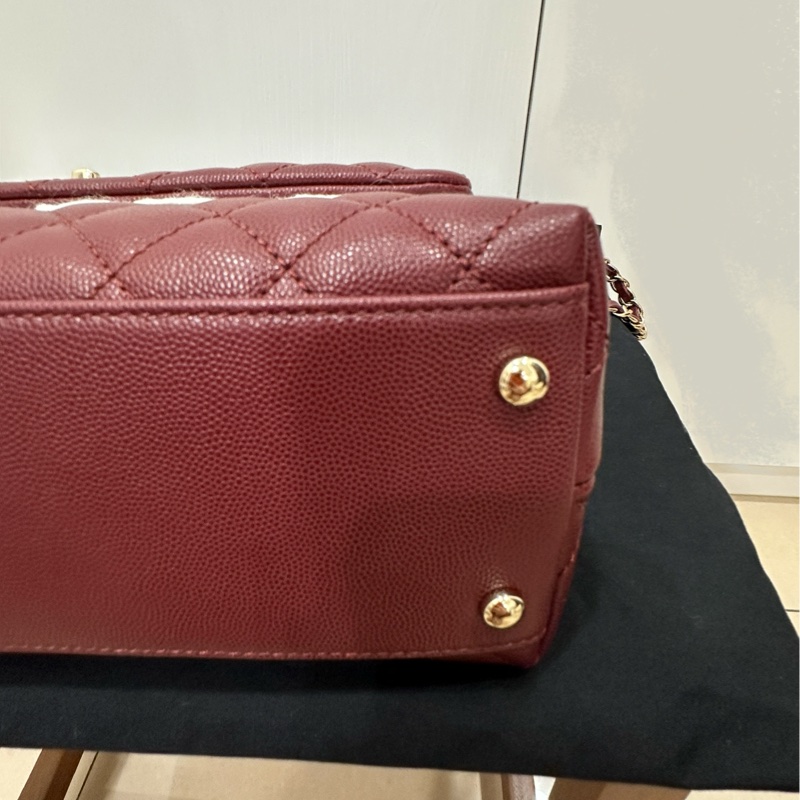꧁ Chanel 🖤COCO handle手提/肩帶斜背包🍷酒紅 ꧂-8