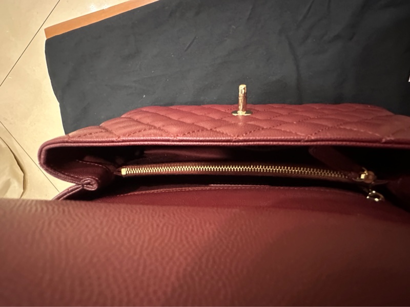 ꧁ Chanel 🖤COCO handle手提/肩帶斜背包🍷酒紅 ꧂-9