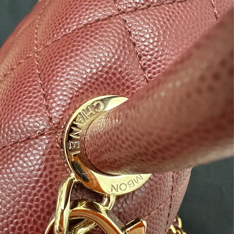 ꧁ Chanel 🖤COCO handle手提/肩帶斜背包🍷酒紅 ꧂-10