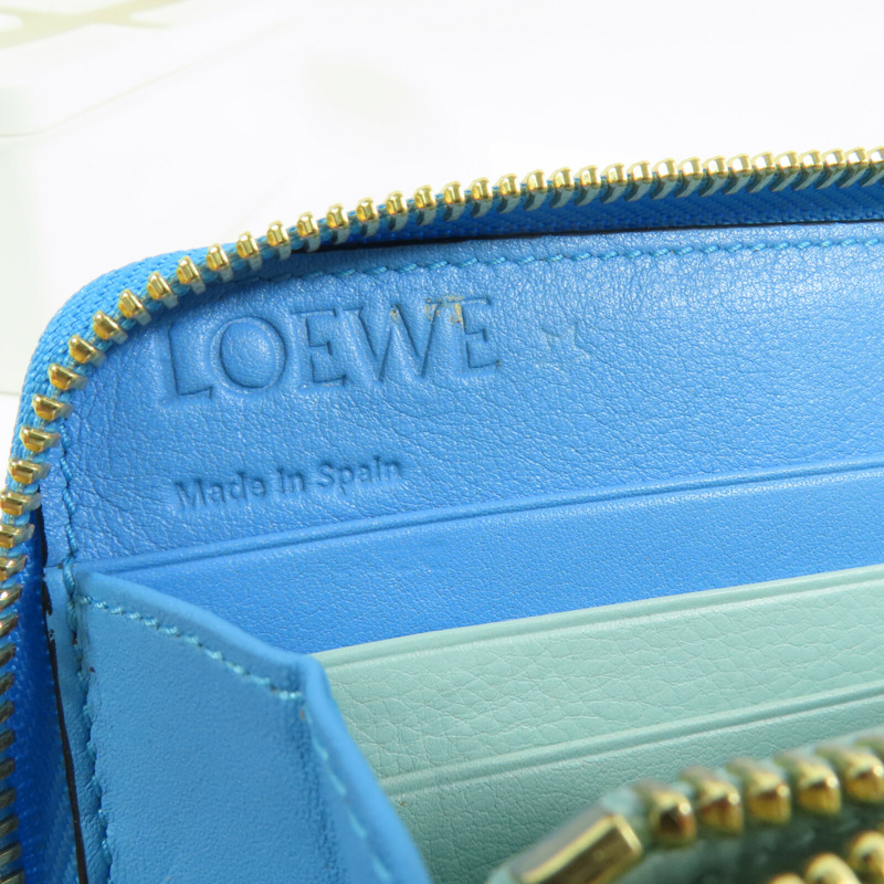 LOEWE 牛皮皮革Round Long Wallet金扣拉鏈長錢包-12