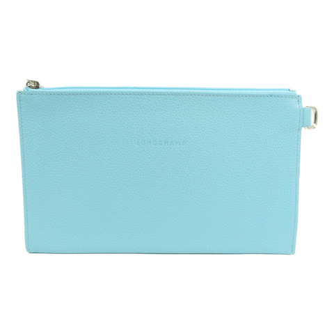 Longchamp 牛皮皮革Clutch銀扣手拿包