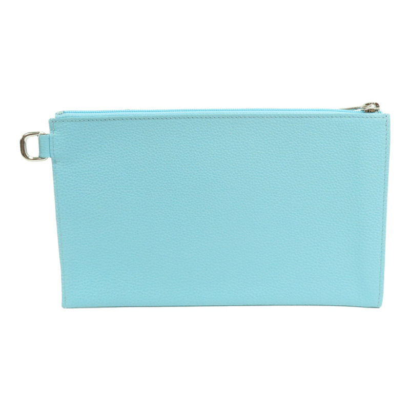 Longchamp 牛皮皮革Clutch銀扣手拿包-1