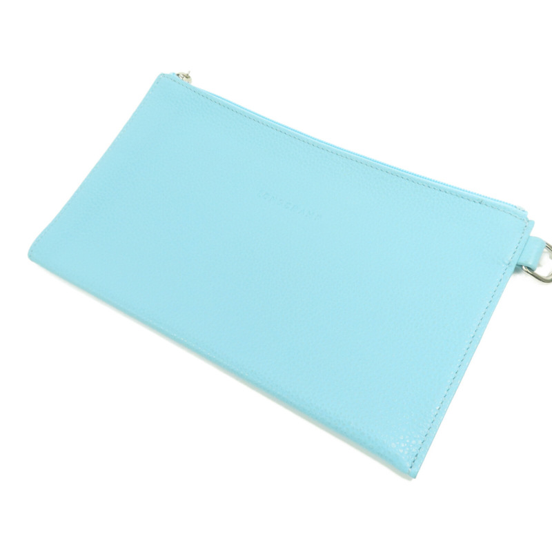 Longchamp 牛皮皮革Clutch銀扣手拿包-2