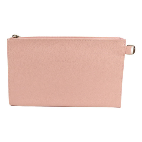 Longchamp 牛皮皮革Clutch銀扣手拿包