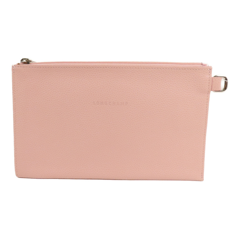 Longchamp 牛皮皮革Clutch銀扣手拿包-0