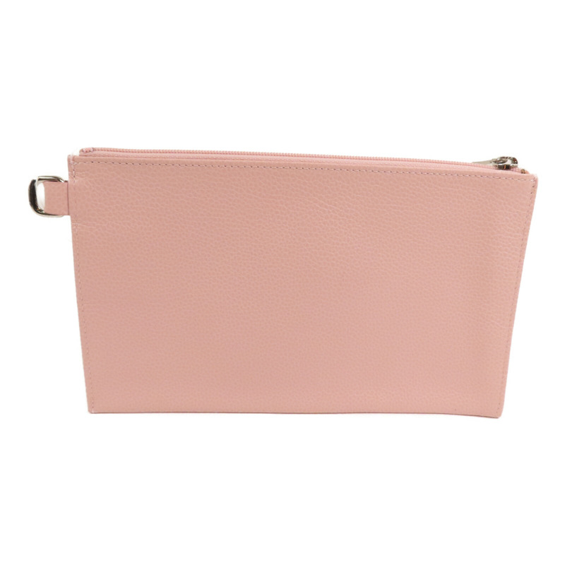 Longchamp 牛皮皮革Clutch銀扣手拿包-1