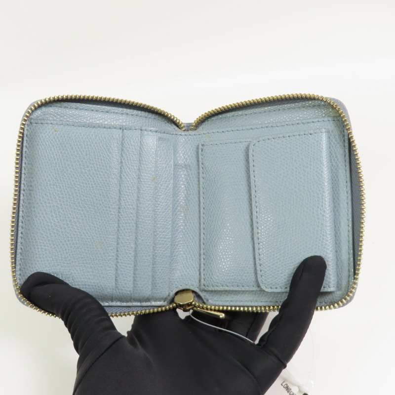 Longchamp 牛皮皮革Small Round Wallet金扣拉鏈短錢包-9