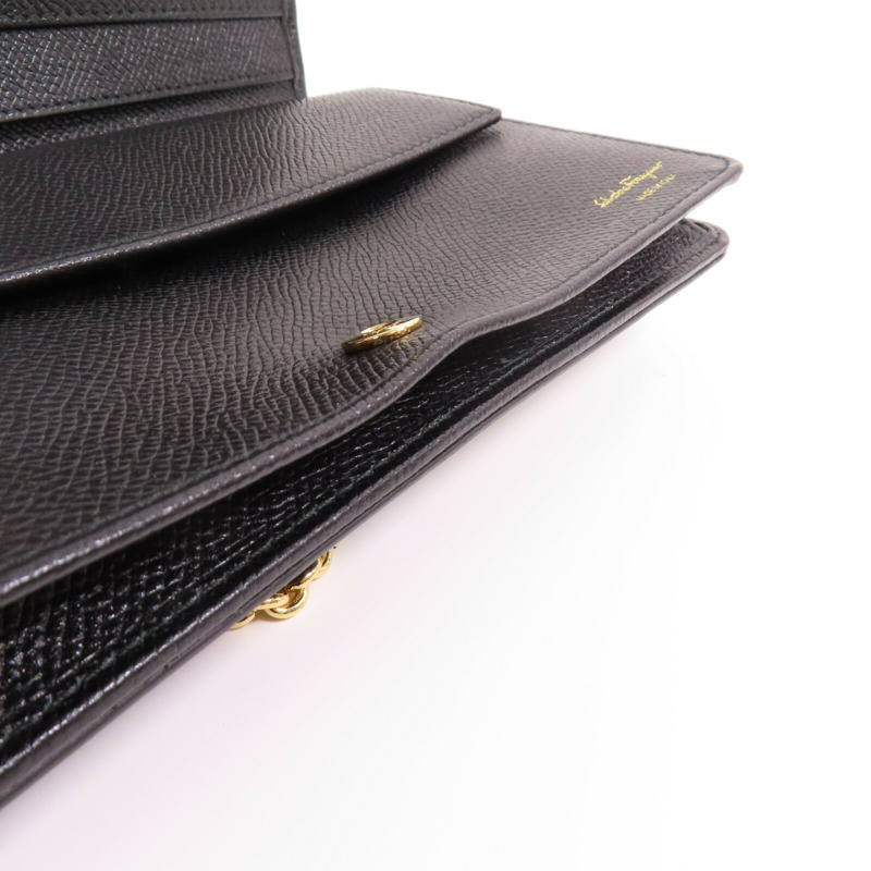 Salvatore Ferragamo 牛皮皮革Wallet On Chain金扣鏈帶肩背袋-13