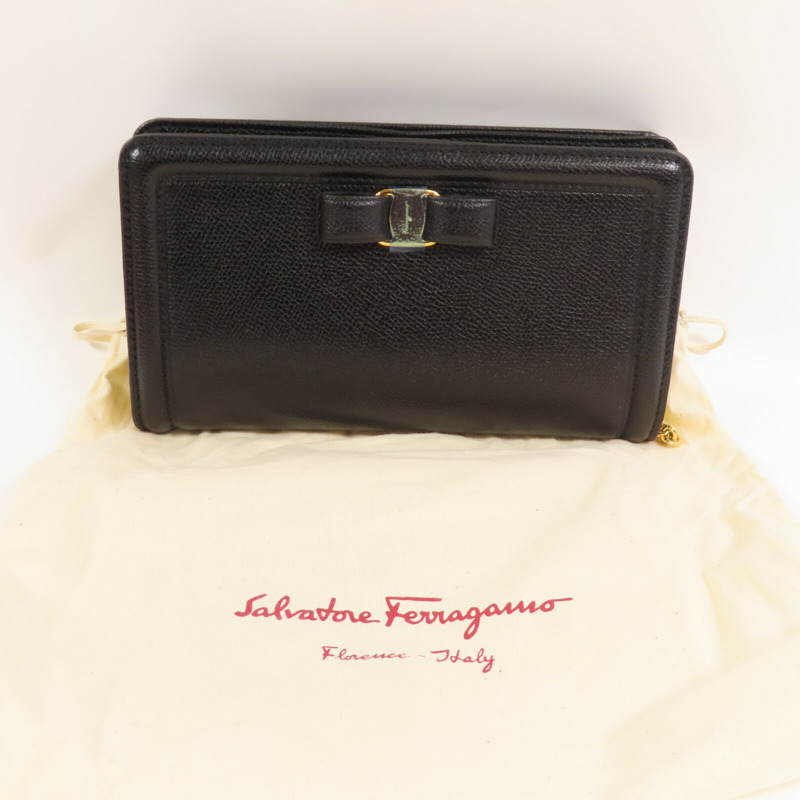 Salvatore Ferragamo 牛皮皮革Wallet On Chain金扣鏈帶肩背袋-15