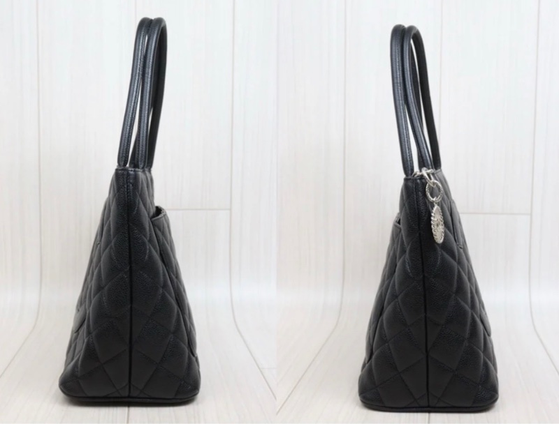 「JL精品代購」9新 Chanel 希爾頓 荔枝牛皮黑銀-3