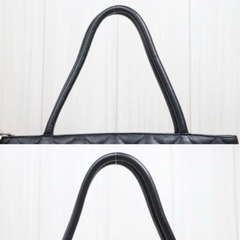 「JL精品代購」9新 Chanel 希爾頓 荔枝牛皮黑銀-4