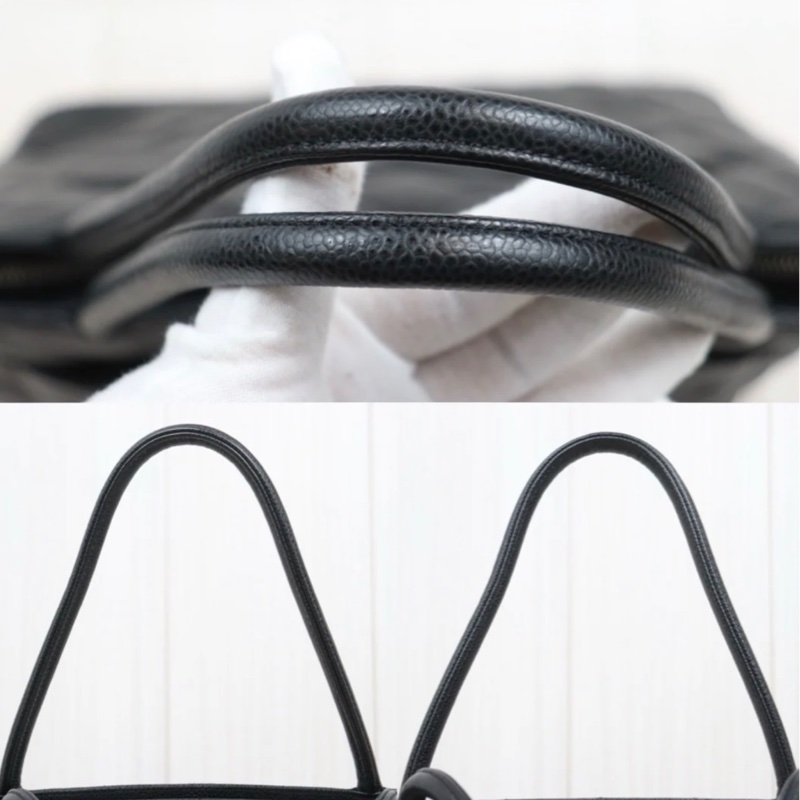 「JL精品代購」9新 Chanel 希爾頓 荔枝牛皮黑銀-5