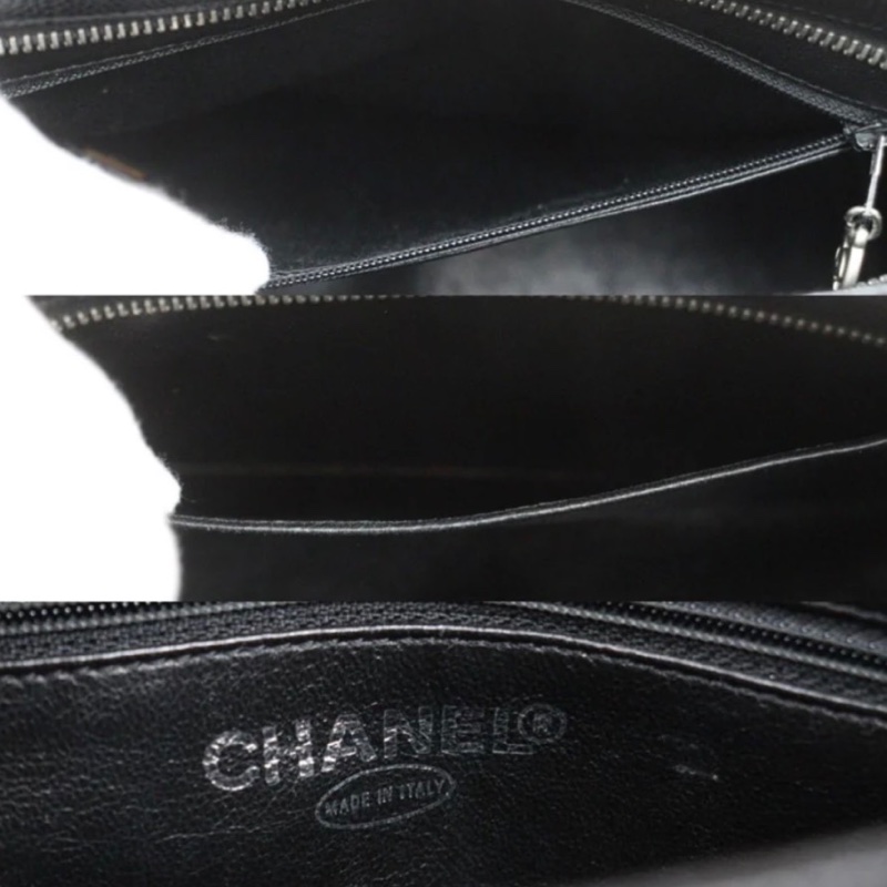 「JL精品代購」9新 Chanel 希爾頓 荔枝牛皮黑銀-8