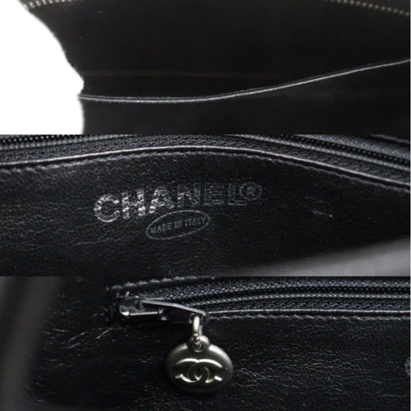 「JL精品代購」9新 Chanel 希爾頓 荔枝牛皮黑銀-11