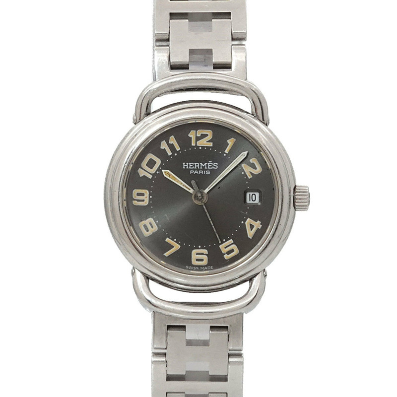 愛馬仕 Pullman PU2 210 女士腕錶,附日期顯示,灰色石英機芯-0