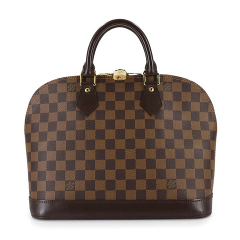 路易威登 Damier Alma PM 手提包，Ebene 皮革材質 (N51131)，配棕色和金色五金配件