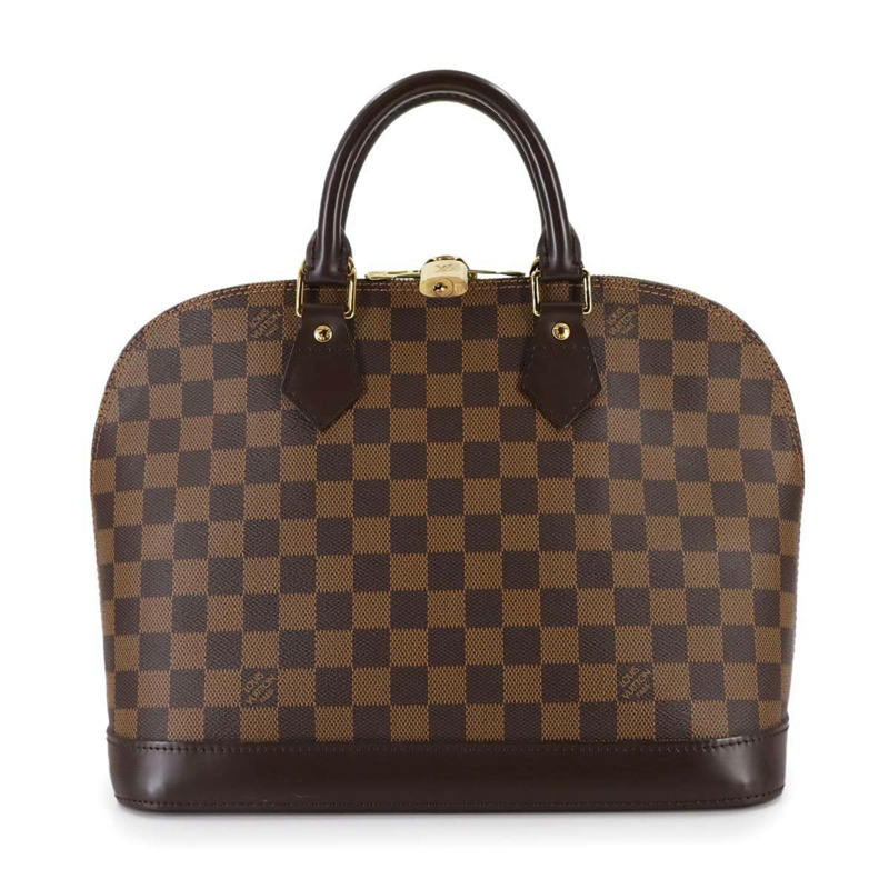 路易威登 Damier Alma PM 手提包,Ebene 皮革材質 (N51131),配棕色和金色五金配件-0