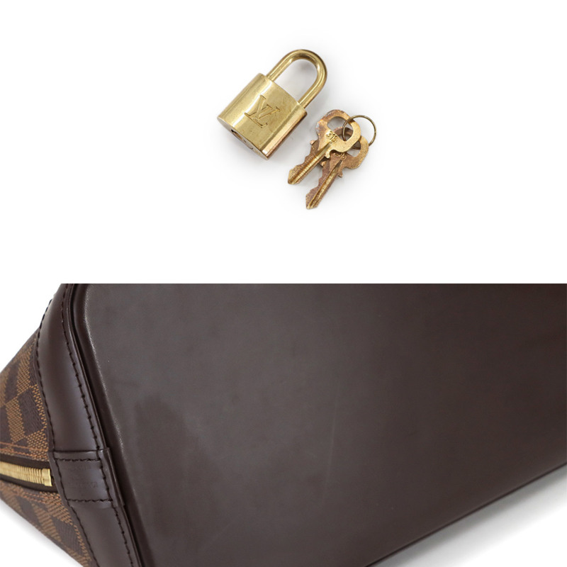 路易威登 Damier Alma PM 手提包,Ebene 皮革材質 (N51131),配棕色和金色五金配件-8