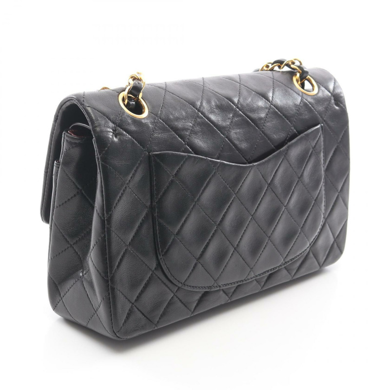 香奈兒 (CHANEL) Matelasse 雙蓋鏈條肩背包 A01113 羊皮黑色金色五金二手-1
