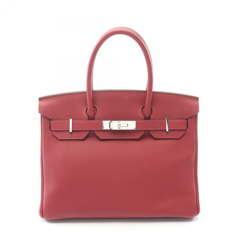 HERMES Birkin 30 手提包 A Togo 皮革 Rouge grenat 二手 SHW-0