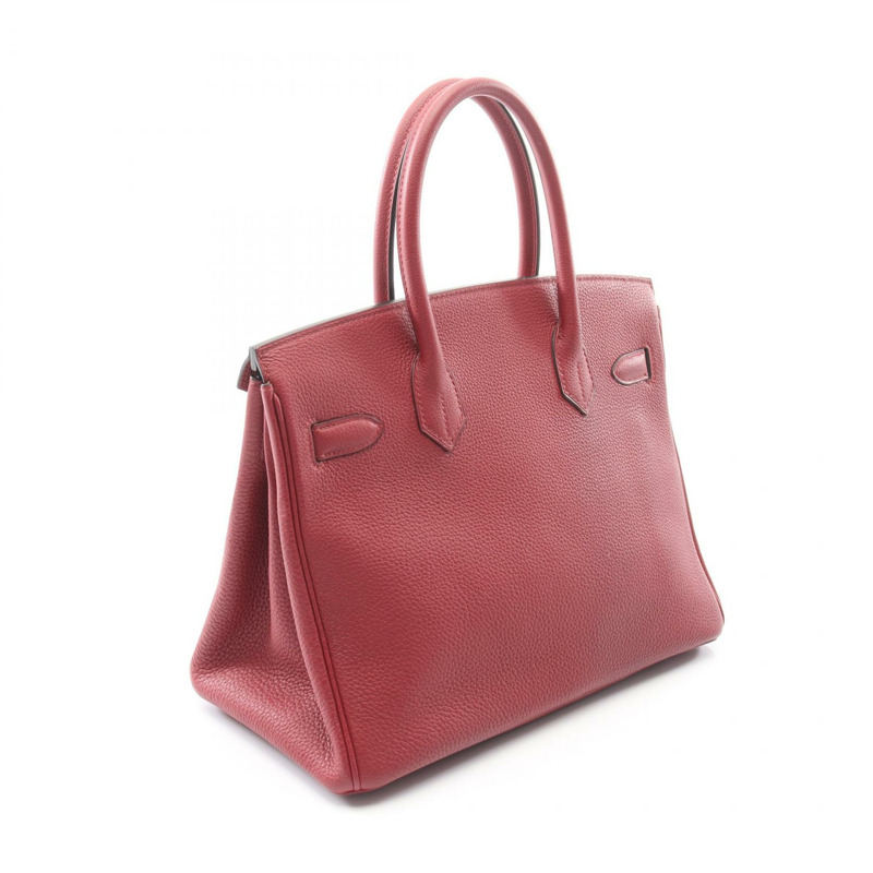 HERMES Birkin 30 手提包 A Togo 皮革 Rouge grenat 二手 SHW-1