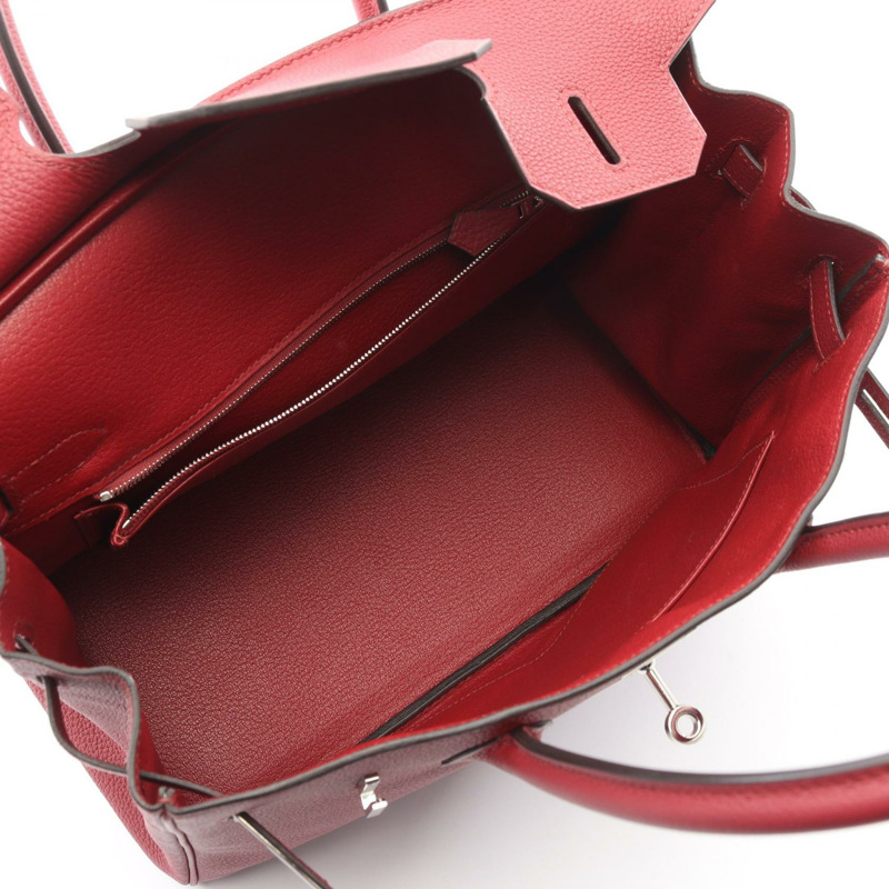 HERMES Birkin 30 手提包 A Togo 皮革 Rouge grenat 二手 SHW-2