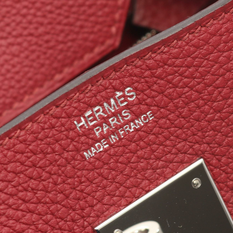 HERMES Birkin 30 手提包 A Togo 皮革 Rouge grenat 二手 SHW-3