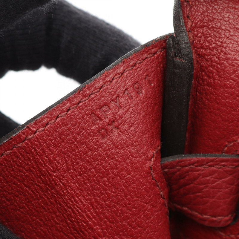 HERMES Birkin 30 手提包 A Togo 皮革 Rouge grenat 二手 SHW-4