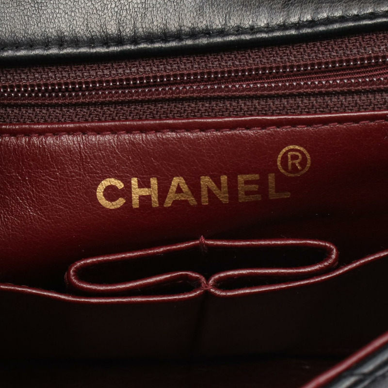 香奈兒 (CHANEL) 迷你絎縫 20 斜背鏈條包 A01163 羊皮 黑色 金色五金-3