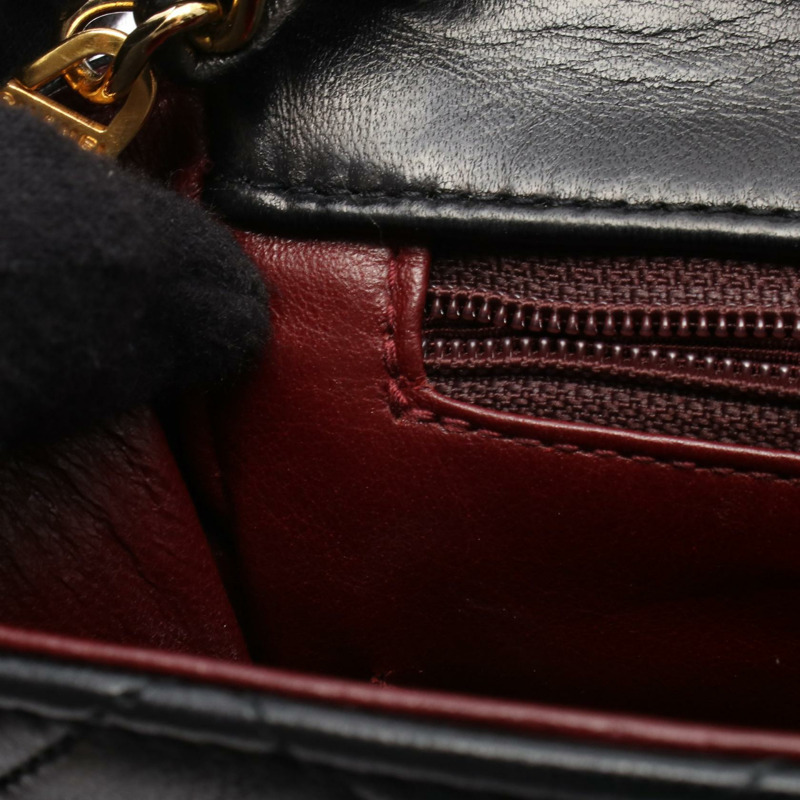 香奈兒 (CHANEL) 迷你絎縫 20 斜背鏈條包 A01163 羊皮 黑色 金色五金-5