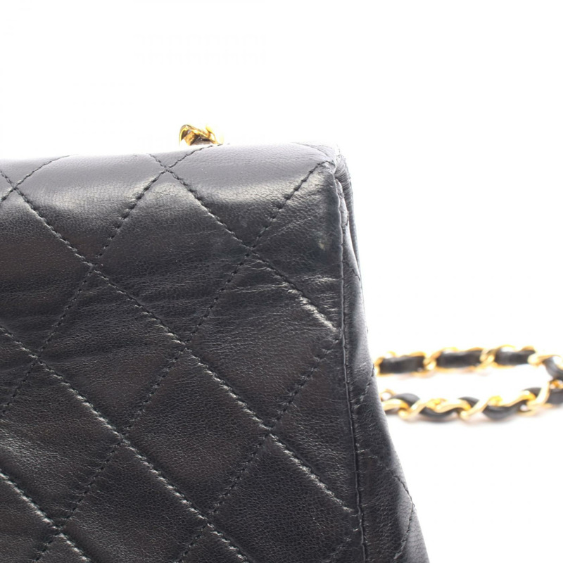 香奈兒 (CHANEL) 迷你絎縫 20 斜背鏈條包 A01163 羊皮 黑色 金色五金-7