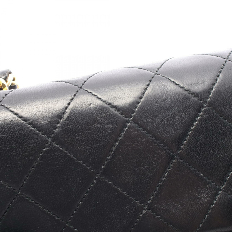 香奈兒 (CHANEL) 迷你絎縫 20 斜背鏈條包 A01163 羊皮 黑色 金色五金-9