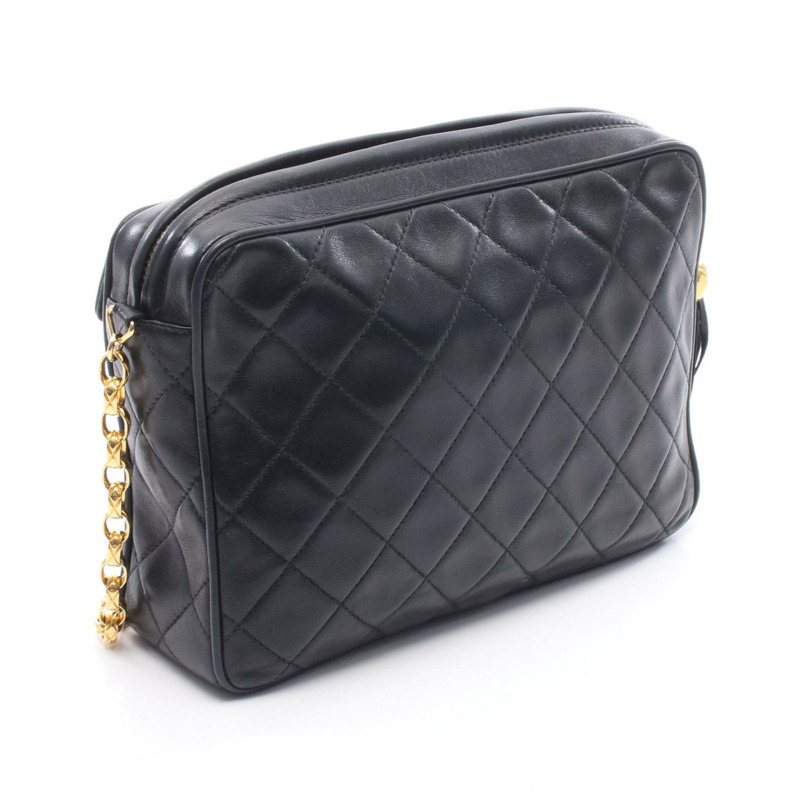香奈兒 (CHANEL) Matelasse 斜背鏈條單肩包，羊皮材質，黑色，金色五金，二手，女士 CC-1