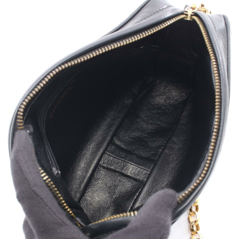 香奈兒 (CHANEL) Matelasse 斜背鏈條單肩包，羊皮材質，黑色，金色五金，二手，女士 CC-2