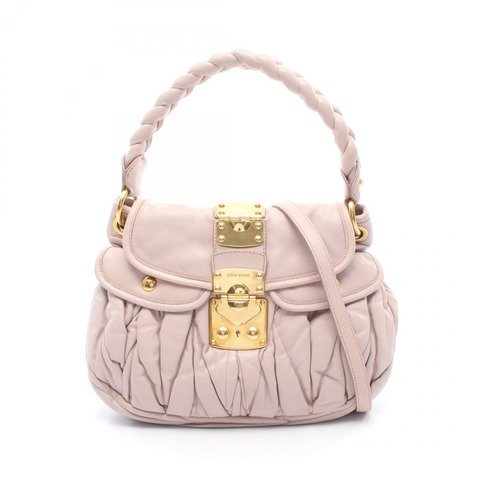 Miu Miu Materasse 2Way 肩背手提包，粉紅皮革，二手女款