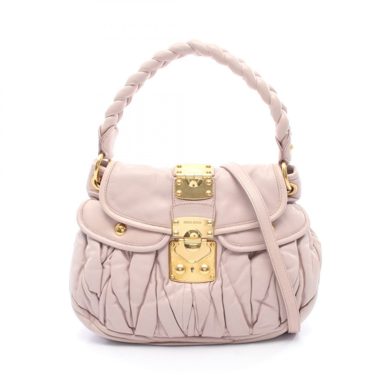 Miu Miu Materasse 2Way 肩背手提包，粉紅皮革，二手女款-0