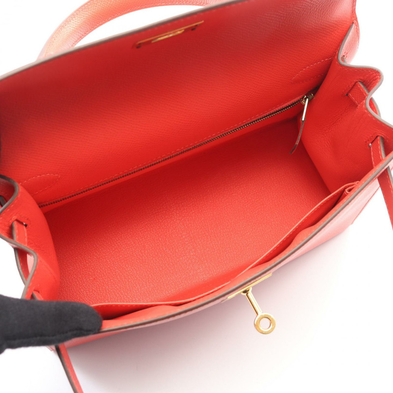 愛馬仕 Kelly 28 單肩手提包，外側縫線 Epsom Rose jaipur，二手，金色五金-2