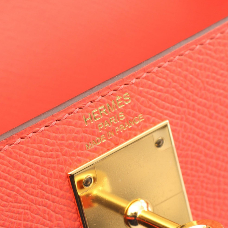 愛馬仕 Kelly 28 單肩手提包，外側縫線 Epsom Rose jaipur，二手，金色五金-3